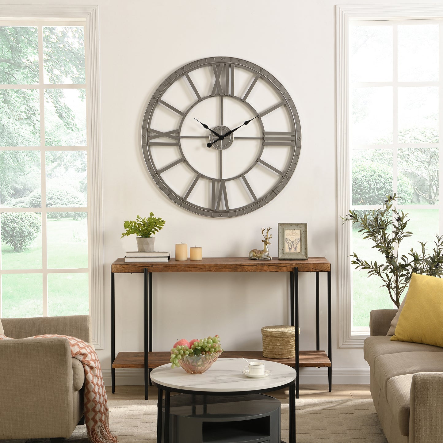 Grant DIY Wall Clock, Silver Oversized 40 Inch