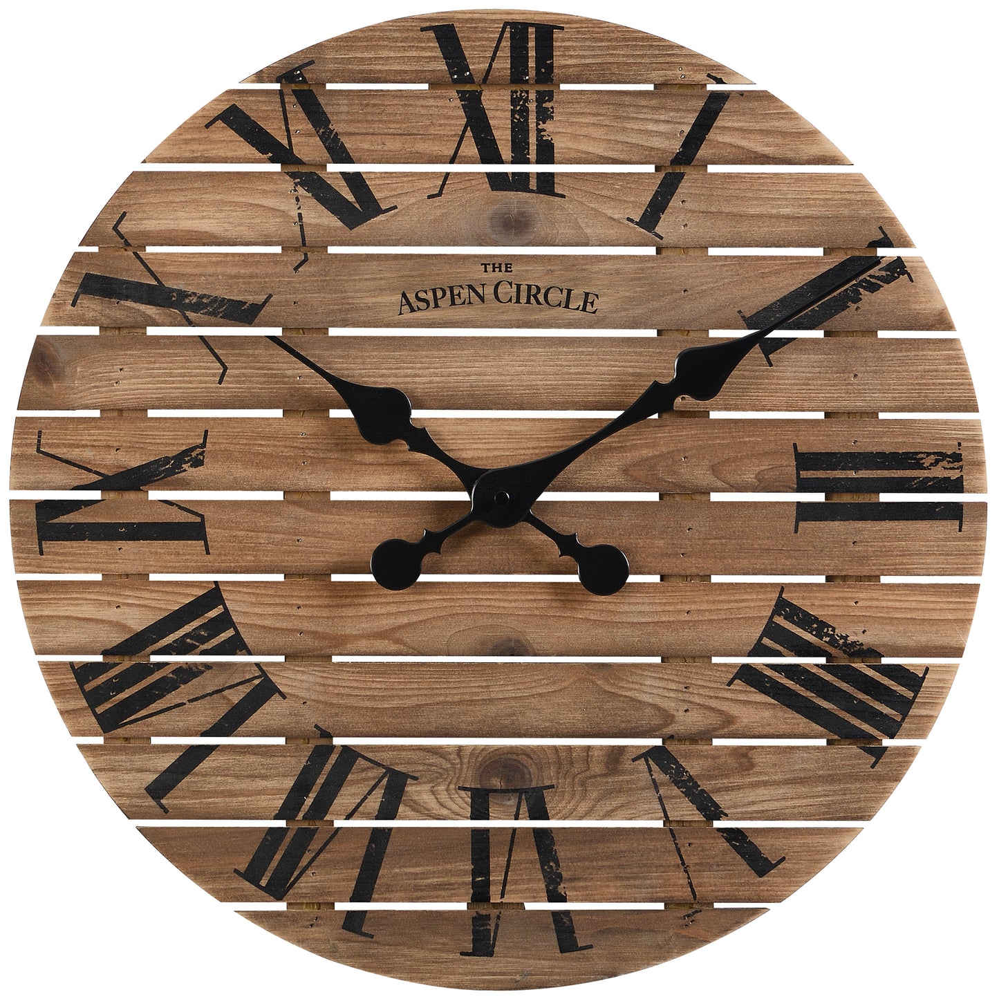 Evie Wall Clock, Brown Solid Wood 18 Inch