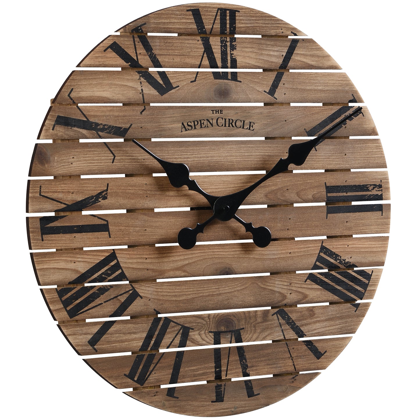 Evie Wall Clock, Brown Solid Wood 18 Inch