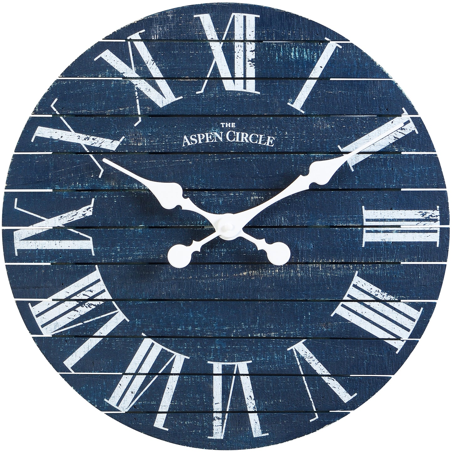 Evie Wall Clock, Navy Blue Solid Wood 18 Inch