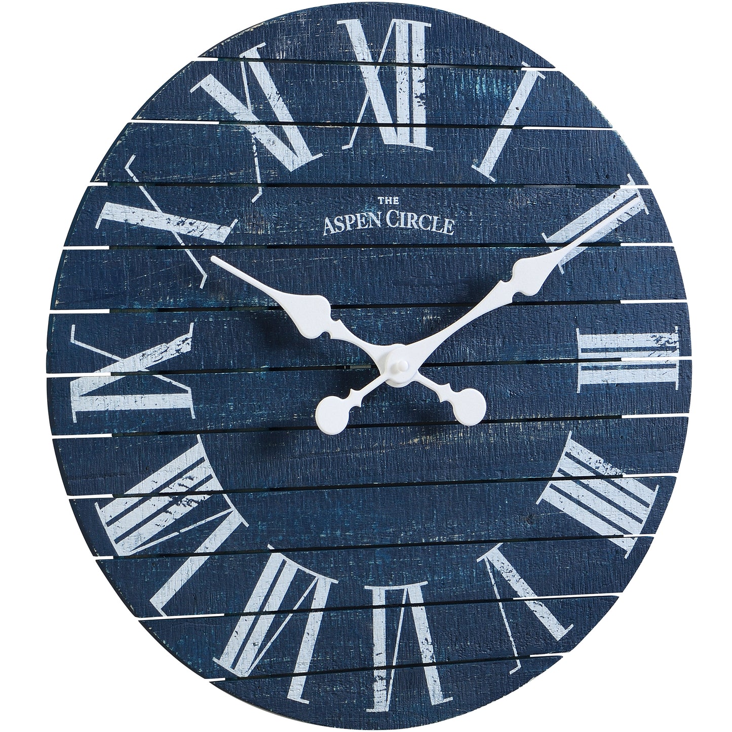 Evie Wall Clock, Navy Blue Solid Wood 18 Inch