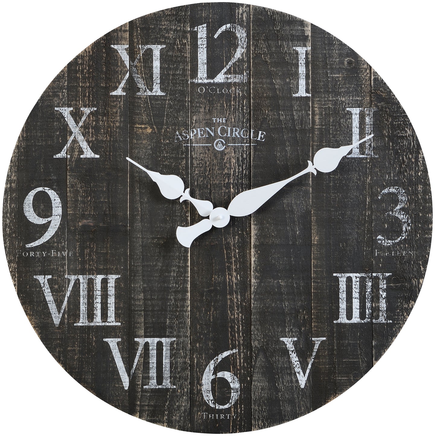 Elias Wall Clock, Black Solid Wood 24 Inch