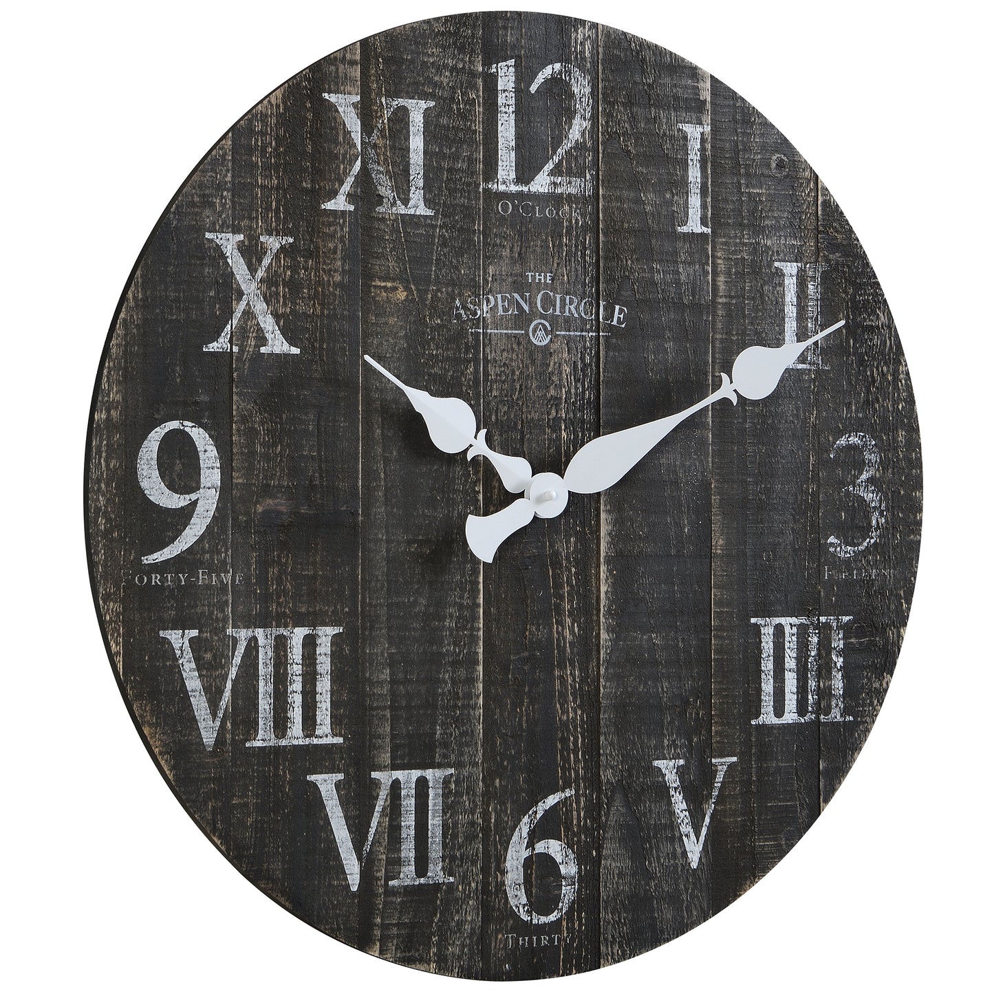 Elias Wall Clock, Black Solid Wood 24 Inch