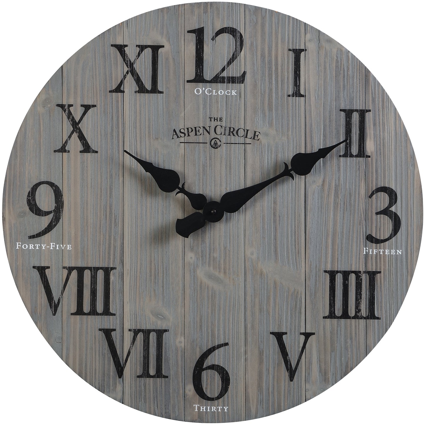 Elias Wall Clock, Gray Solid Wood 24 Inch