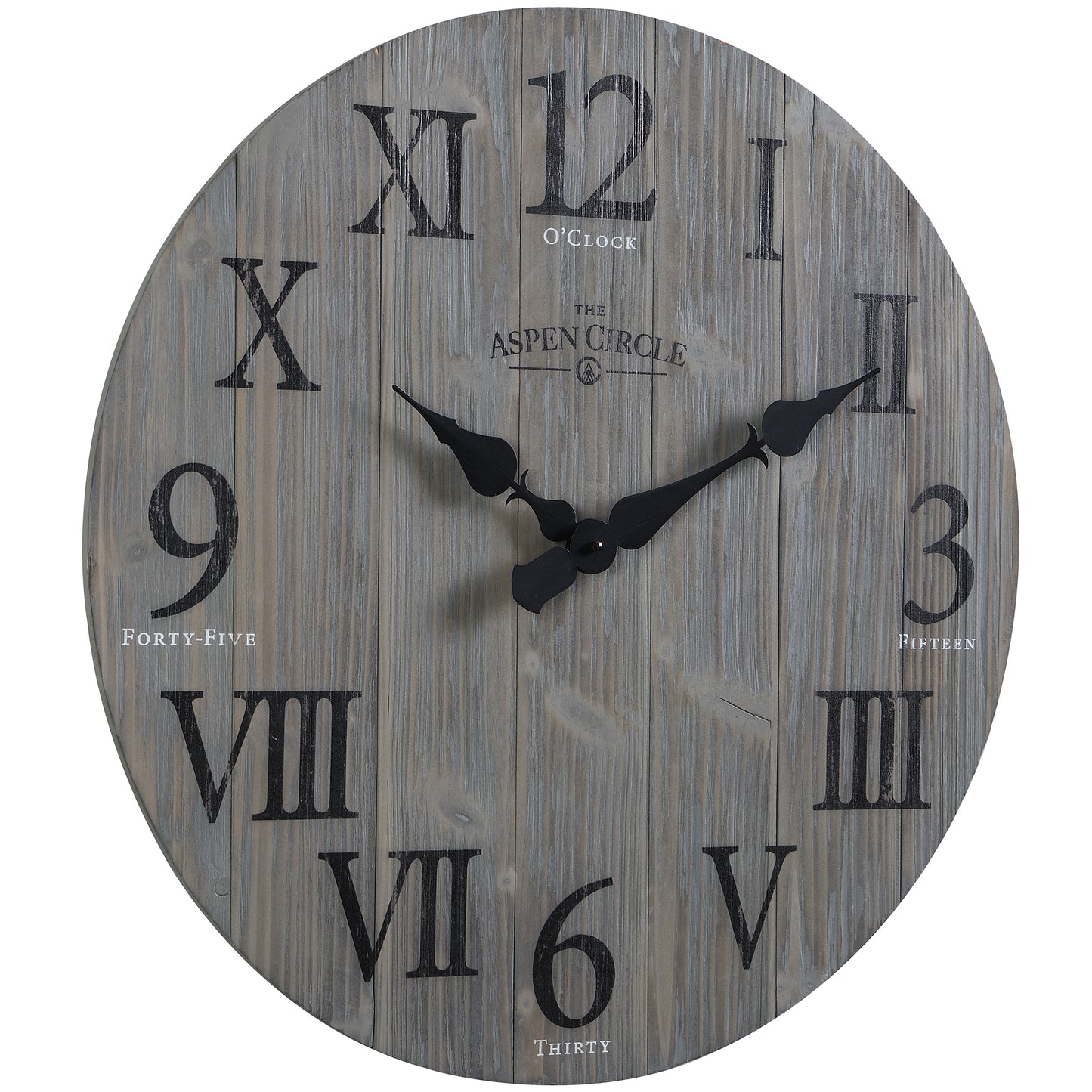 Elias Wall Clock, Gray Solid Wood 24 Inch