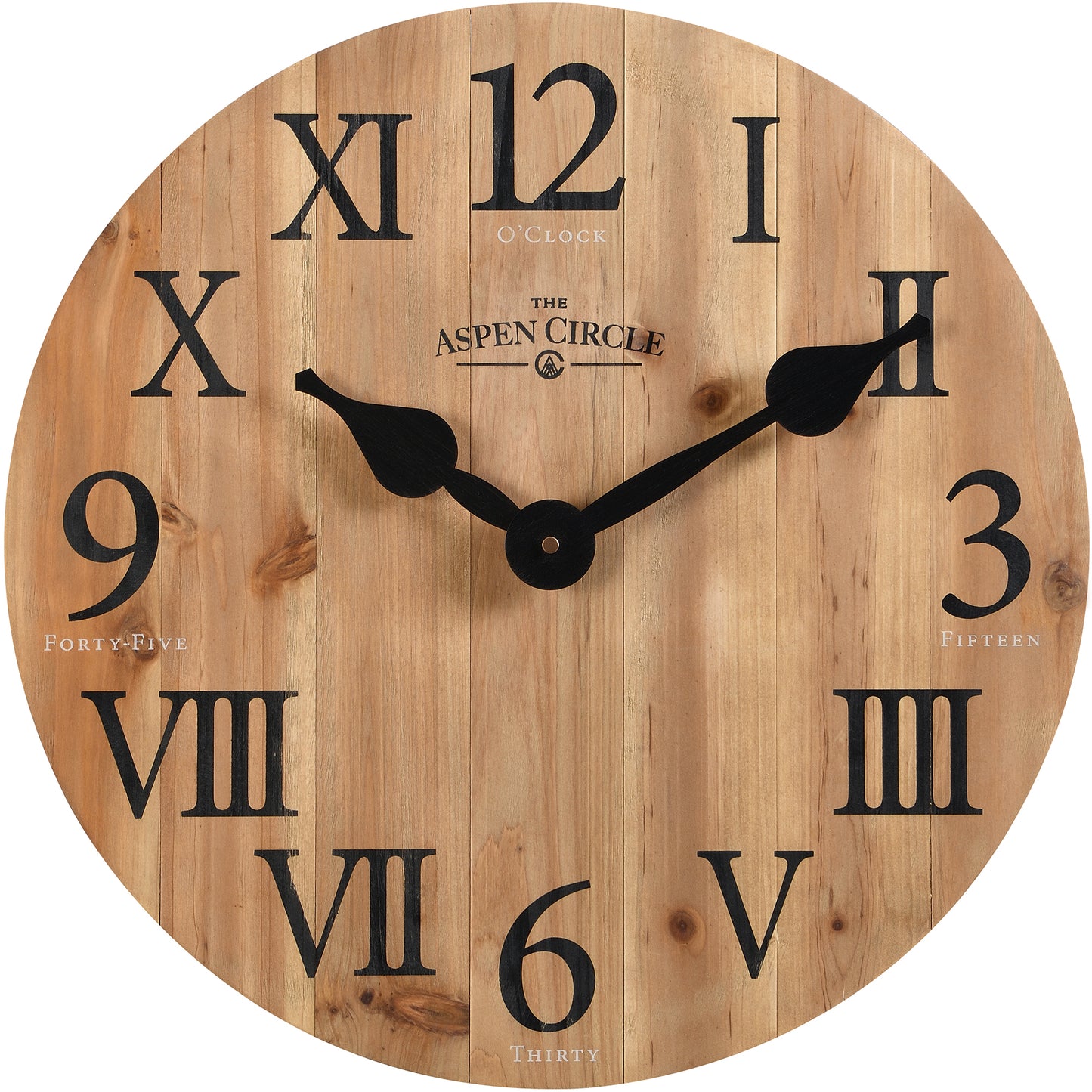 Elias Wall Clock, Brown Solid Wood 18 Inch