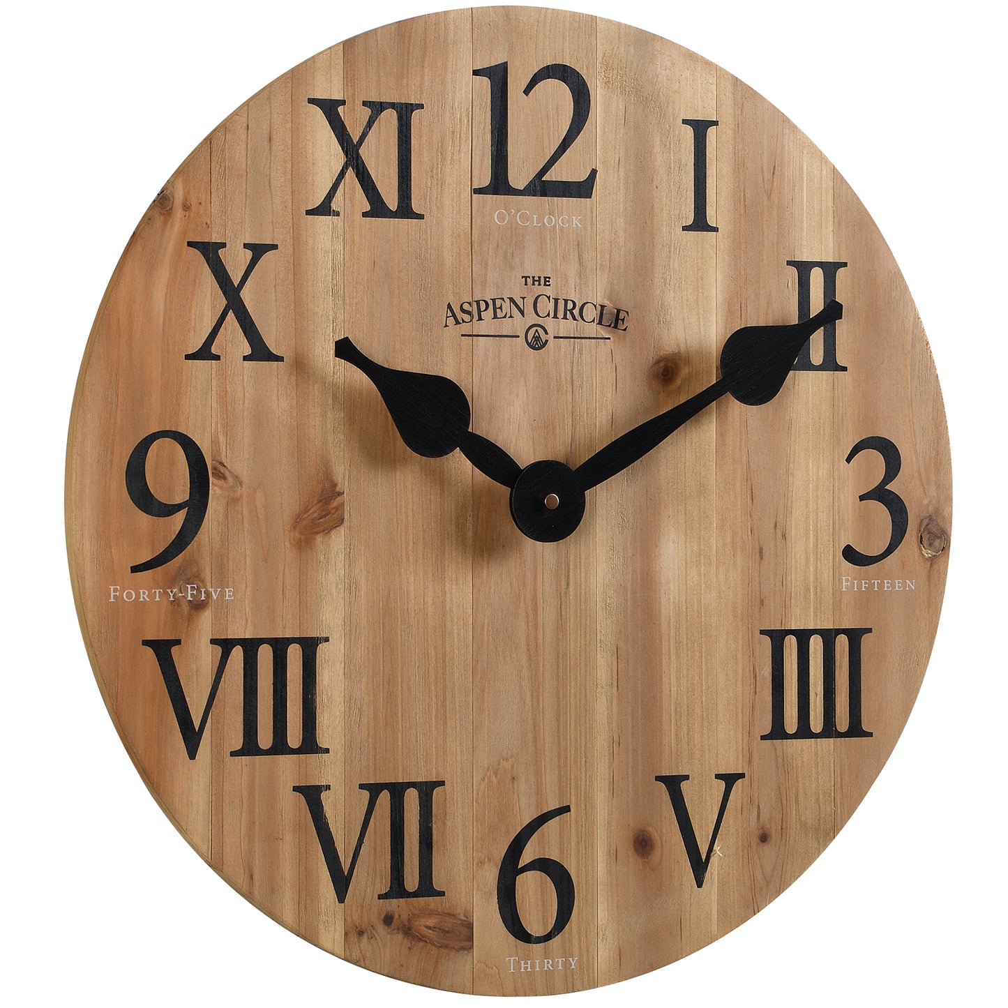 Elias Wall Clock, Brown Solid Wood 18 Inch