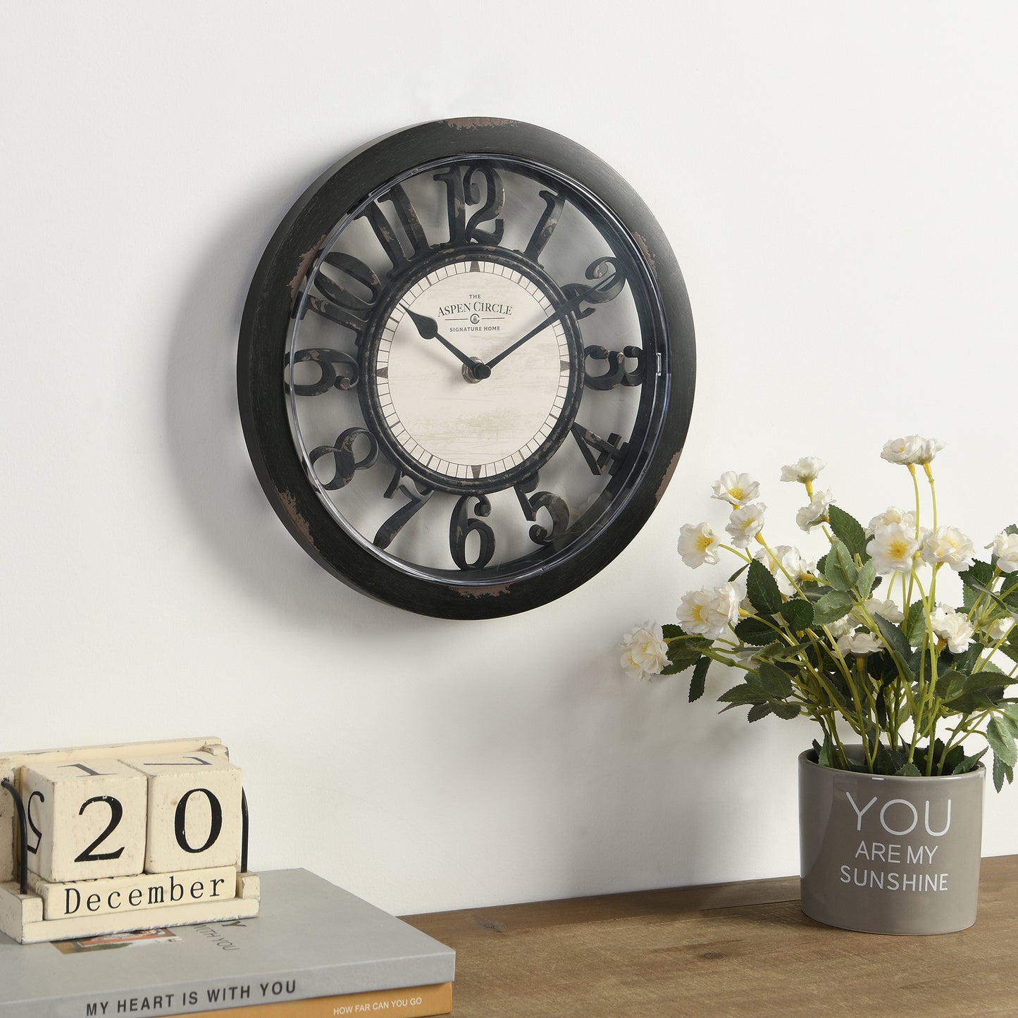 Penelope Wall Clock, Black 10 Inch