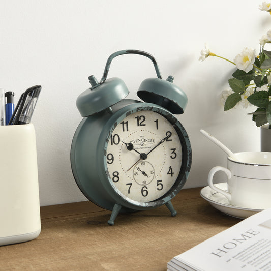 Gracie Tabletop Alarm Clock, Teal Vintage 7 Inch